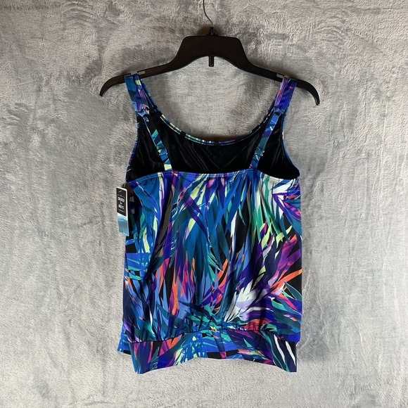 Swim Solutions Women's Swimsuit 12 Tankini‎ Top Tropical Blue Underwire Bra NWT - Picture 2 of 9